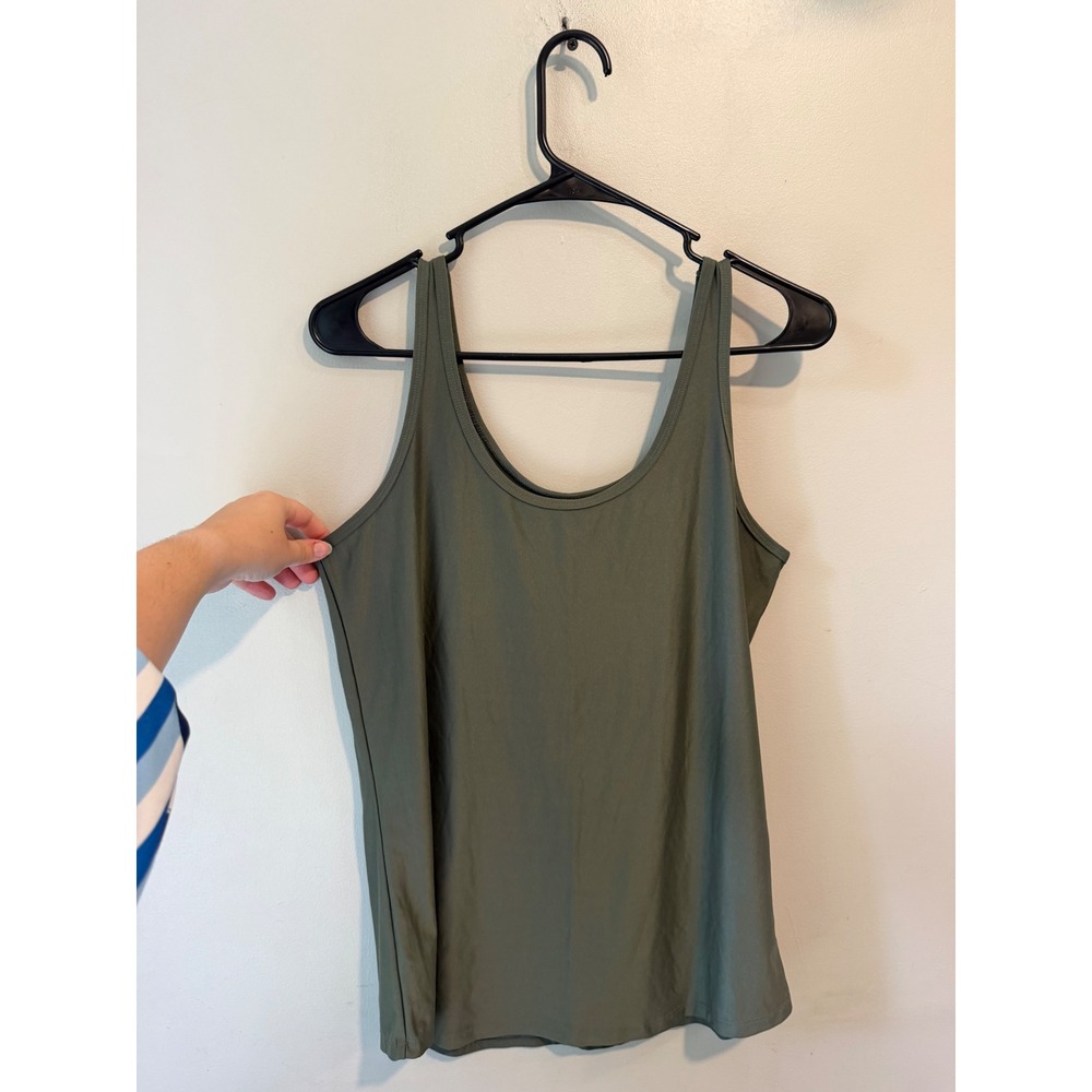 No Boundaries Womens XL 15-17 Olive Green Scoop Neck Tank Top Stretch Camisole